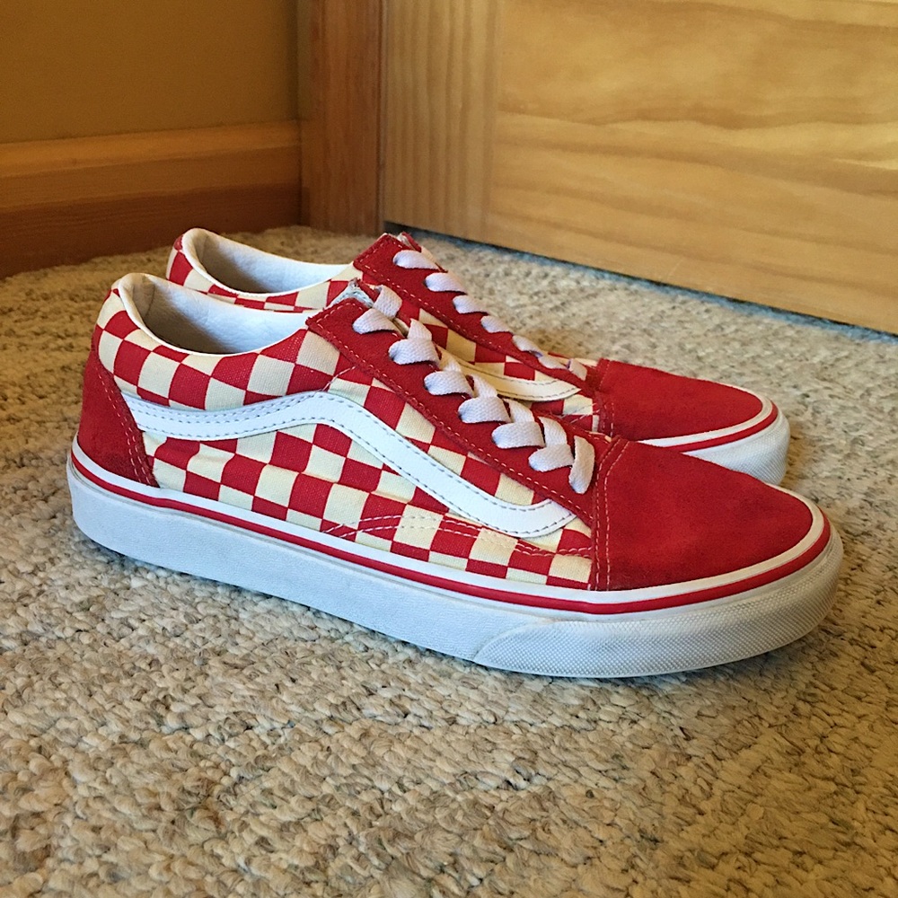 Vans Old Skool Red Checkerboard Shoes